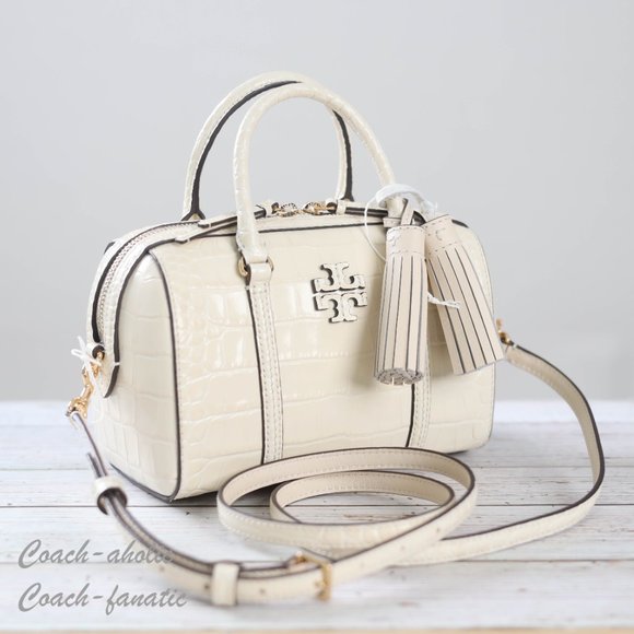 NWT Tory Burch 153463 Thea Mini Satchel Embossed Leather Crossbody in New Cream - Picture 5 of 12